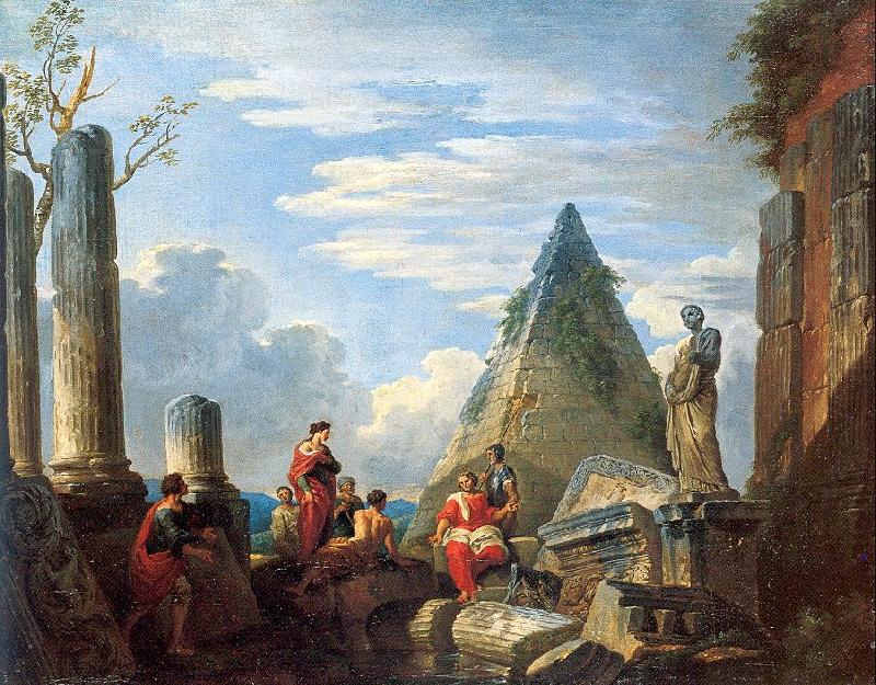 Panini, Giovanni Paolo Roman Ruins with Figures china oil painting image